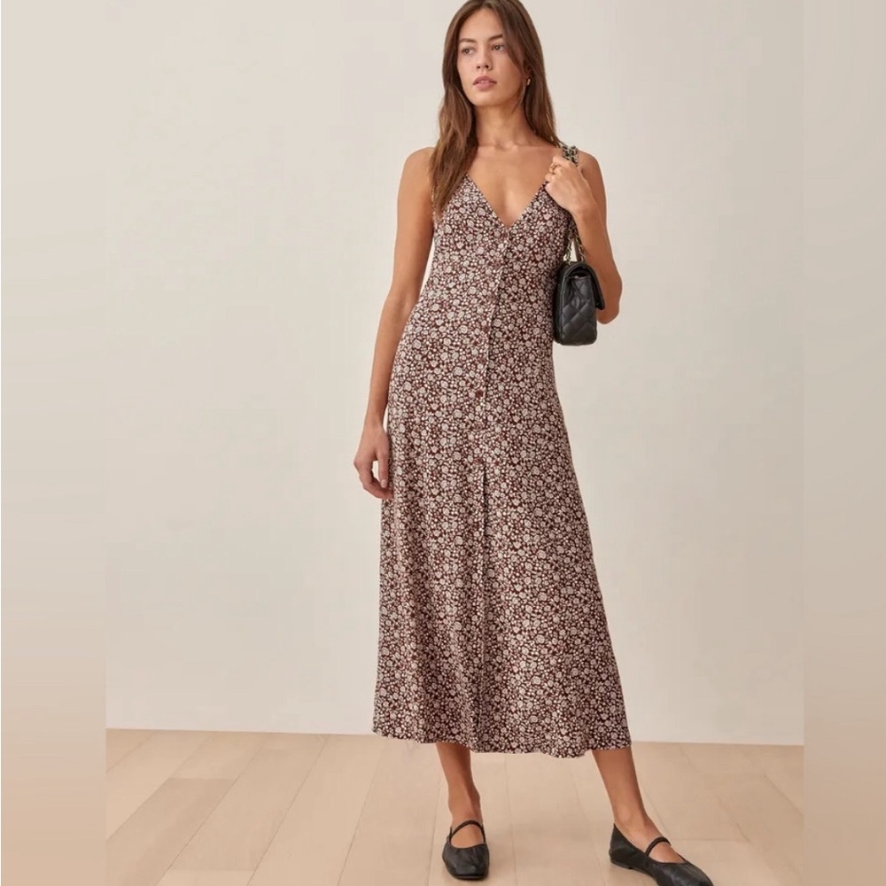 Reformation Luke dress in brown floral print